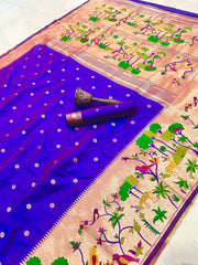 Forest Meena Zari Pallu Paithani Saree