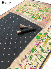 Forest Meena Zari Pallu Paithani Saree
