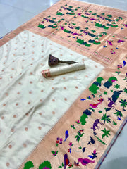 Forest Meena Zari Pallu Paithani Saree