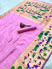Forest Meena Zari Pallu Paithani Saree