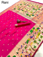 Forest Meena Zari Pallu Paithani Saree