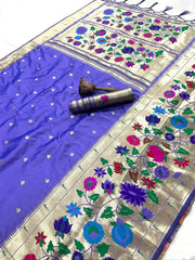 Multicolor Floral Meena Zari Pallu Paithani Saree