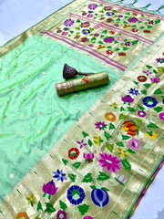 Multicolor Floral Meena Zari Pallu Paithani Saree