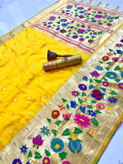 Multicolor Floral Meena Zari Pallu Paithani Saree