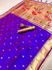 Floral Meena Zari Pallu Paithani Silk Saree
