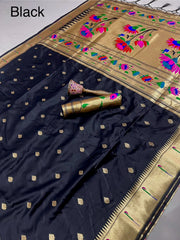 Floral Meena Zari Pallu Paithani Silk Saree