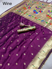 Floral Meena Zari Pallu Paithani Silk Saree