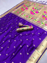 Floral Meena Zari Pallu Paithani Silk Saree