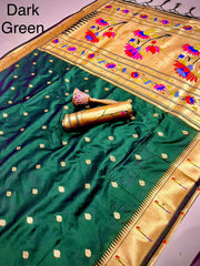 Floral Meena Zari Pallu Paithani Silk Saree