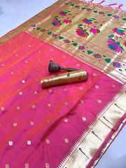 Floral Meena Zari Pallu Paithani Silk Saree