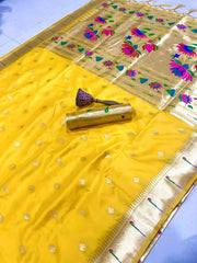 Floral Meena Zari Pallu Paithani Silk Saree