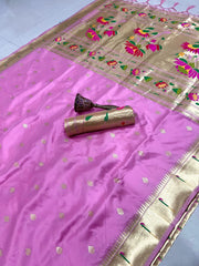 Floral Meena Zari Pallu Paithani Silk Saree