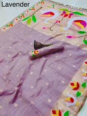 Pure Soft Muga Cotton Rajhans Paithani Saree