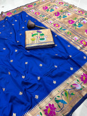 Pure Soft Swan & Lotus Paithani Silk Saree