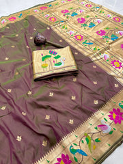 Pure Soft Swan & Lotus Paithani Silk Saree