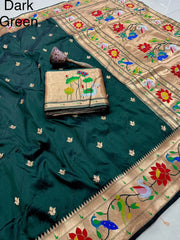 Pure Soft Swan & Lotus Paithani Silk Saree