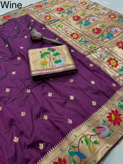 Pure Soft Swan & Lotus Paithani Silk Saree