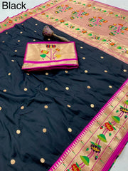 Pure Soft Silk Kanchivaram Lotus Paithani Saree