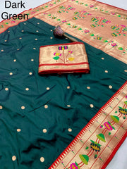 Pure Soft Silk Kanchivaram Lotus Paithani Saree