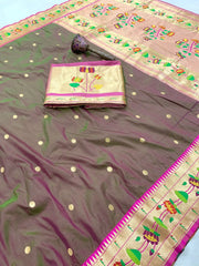 Pure Soft Silk Kanchivaram Lotus Paithani Saree