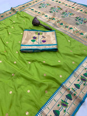 Pure Soft Silk Kanchivaram Lotus Paithani Saree