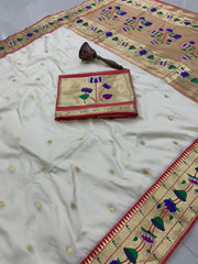 Pure Soft Silk Kanchivaram Lotus Paithani Saree