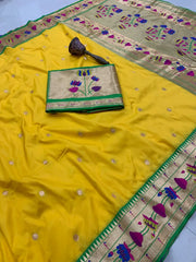 Pure Soft Silk Kanchivaram Lotus Paithani Saree