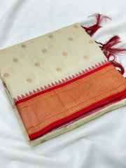 Paithani Silk Peacock Pallu & Gadwal Zari Border Saree