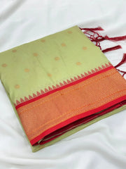 Paithani Silk Peacock Pallu & Gadwal Zari Border Saree