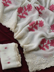 Premium Crunchy Silk Applique Work Saree
