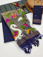 Premium Soft Pure Linen Silk Rajhans Saree