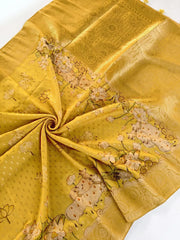 Premium Visocse Georgette Digital Printed Pichwai Cow Saree