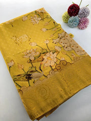 Premium Visocse Georgette Digital Printed Pichwai Cow Saree