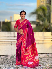 Soft Silk Paithani Nandi Motifs Saree