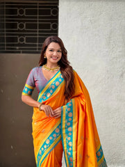 Soft Silk Paithani Nandi Motifs Saree
