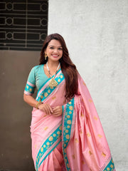 Soft Silk Paithani Nandi Motifs Saree