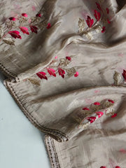 Paper Silk Floral Embroidery Zari Lace Saree
