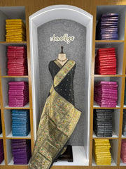 Soft Silk Banarasi Saree – Pure Black Elegance