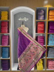 Pure Zari Lotus Flower Motif Paithani Dupatta