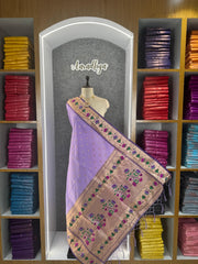 Pure Zari Lotus Flower Motif Paithani Dupatta