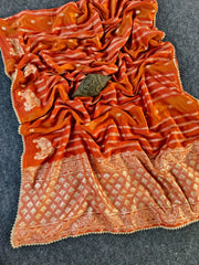 Pure Viscose Georgette Elephant Panel Saree