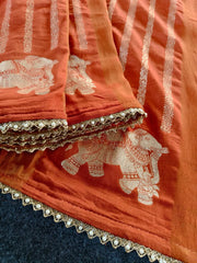 Pure Viscose Georgette Elephant Panel Saree