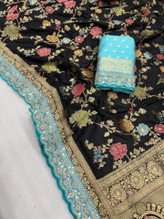 Wedding Wear Dola Silk Banarasi Lace Border Saree