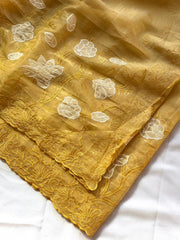 Designer Pure Chanda Kora Silk Embroidered Saree