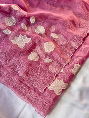 Designer Pure Chanda Kora Silk Embroidered Saree