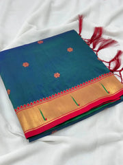 Soft Silk Meenakari Pallu & Zari Buttis Saree