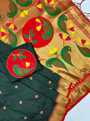 Soft Silk Meenakari Pallu & Zari Buttis Saree