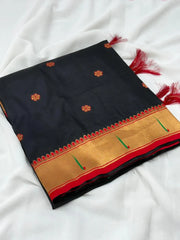 Soft Silk Meenakari Pallu & Zari Buttis Saree