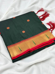 Soft Silk Meenakari Pallu & Zari Buttis Saree
