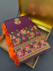Pashmina Kashmiri Meenakari Silk Saree